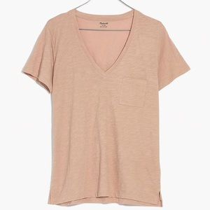 Madewell Whisper Cotton V-Neck Tee in Sandstone